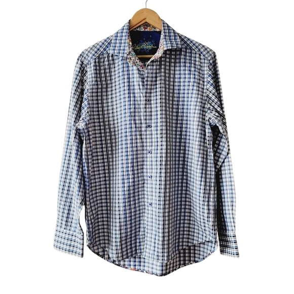 Robert Graham Classic Fit Blue Plaid Button Down Shirt - Picture 1 of 15